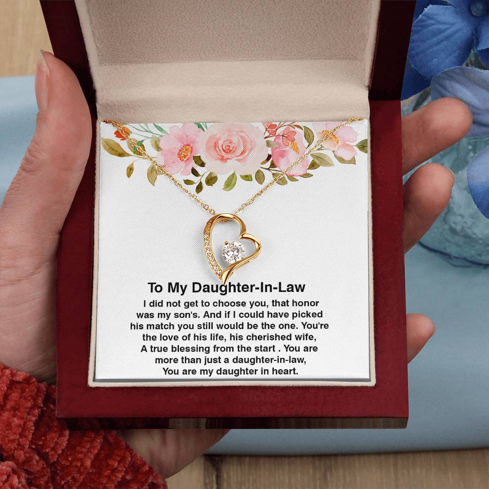 To My Daughter In Law Gift, Amazing Daughter In Law Gift, Forever Love Necklace with On Demand Message Card