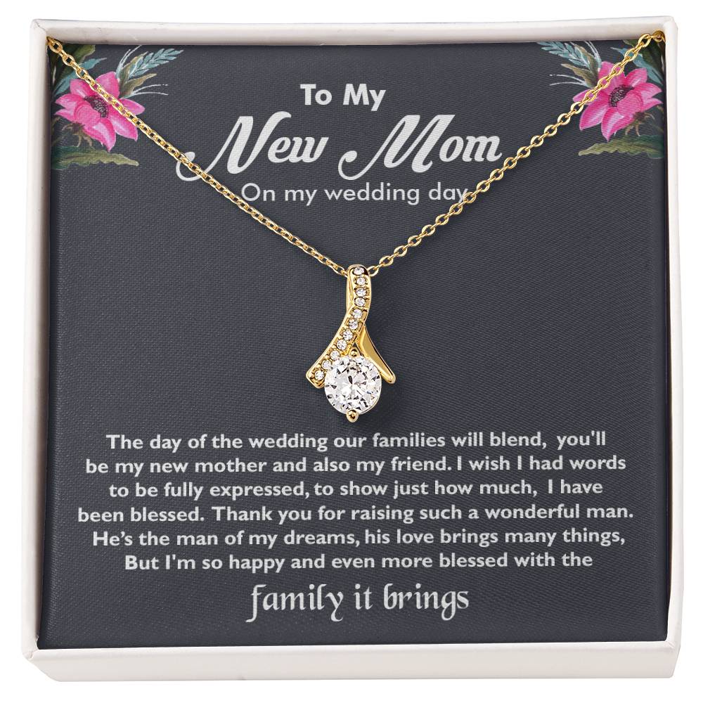 To My New Mom on My Wedding Day Gift, Best Gift for New Mom, Alluring Beauty Necklace Gift for New Mom