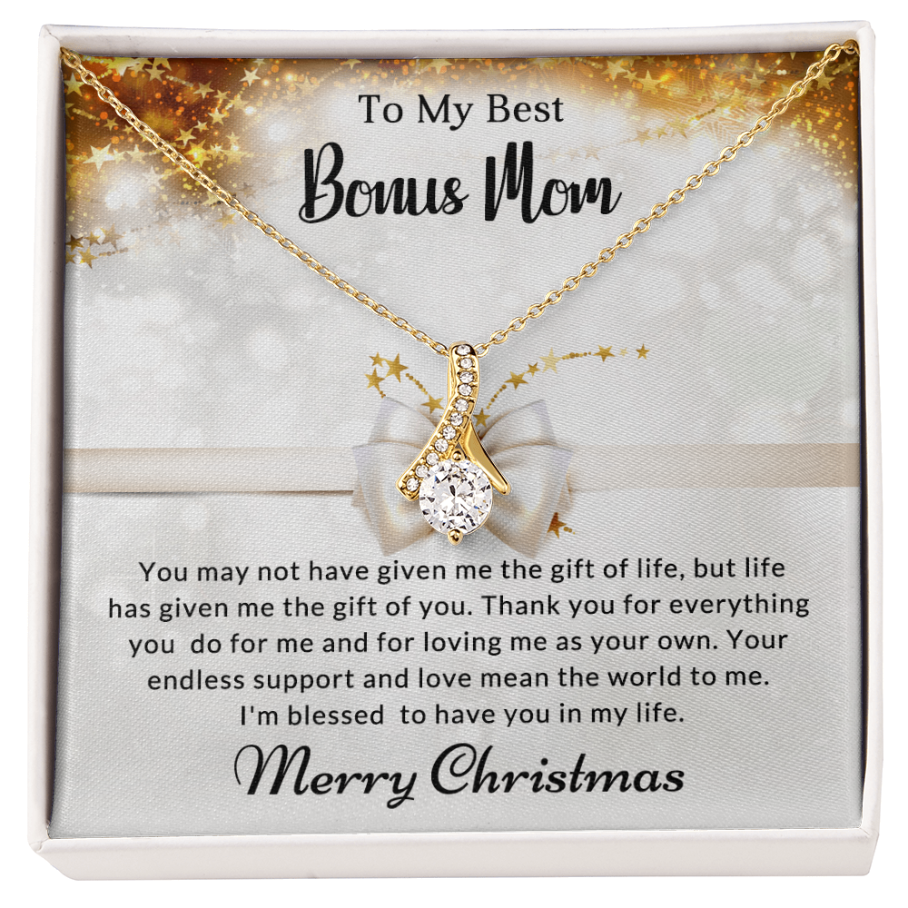 To My Best Bonus Mom - World - Christmas Gift - Alluring Beauty Necklace