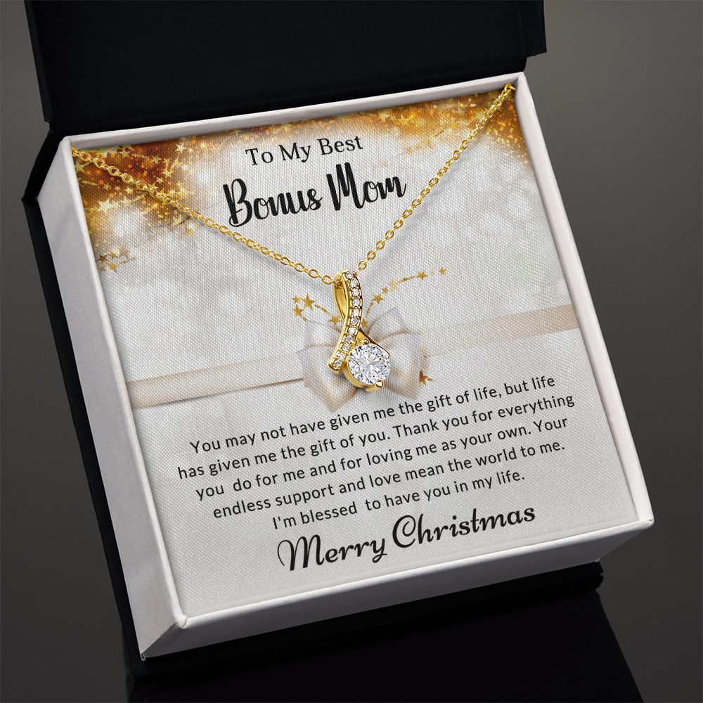 To My Best Bonus Mom - World - Christmas Gift - Alluring Beauty Necklace