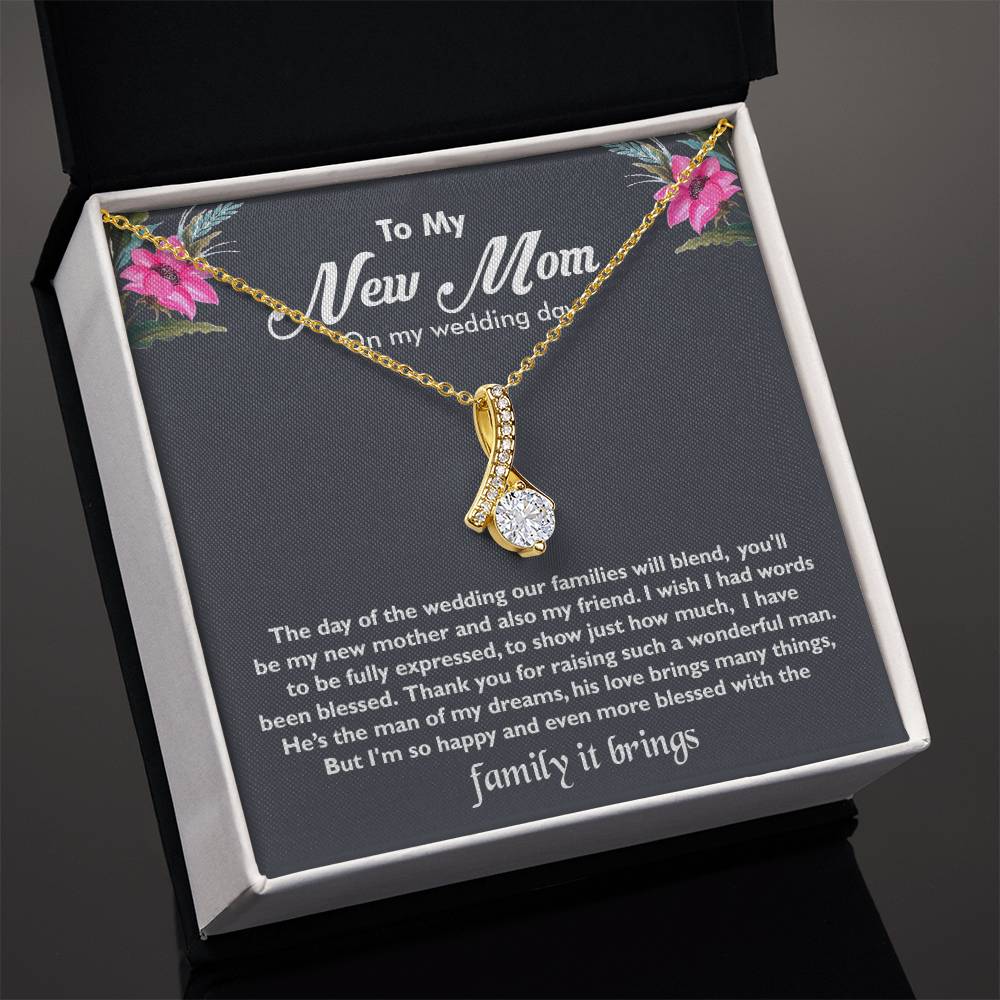 To My New Mom on My Wedding Day Gift, Best Gift for New Mom, Alluring Beauty Necklace Gift for New Mom