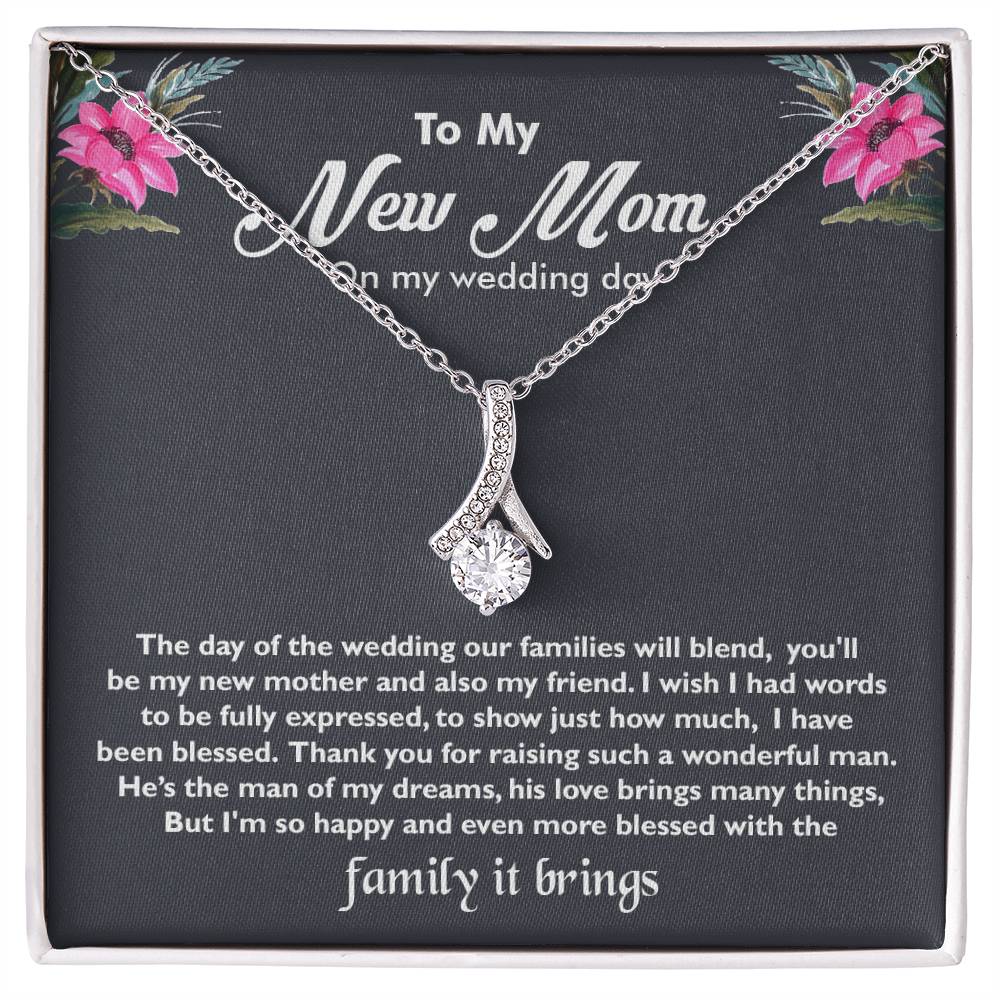 To My New Mom on My Wedding Day Gift, Best Gift for New Mom, Alluring Beauty Necklace Gift for New Mom