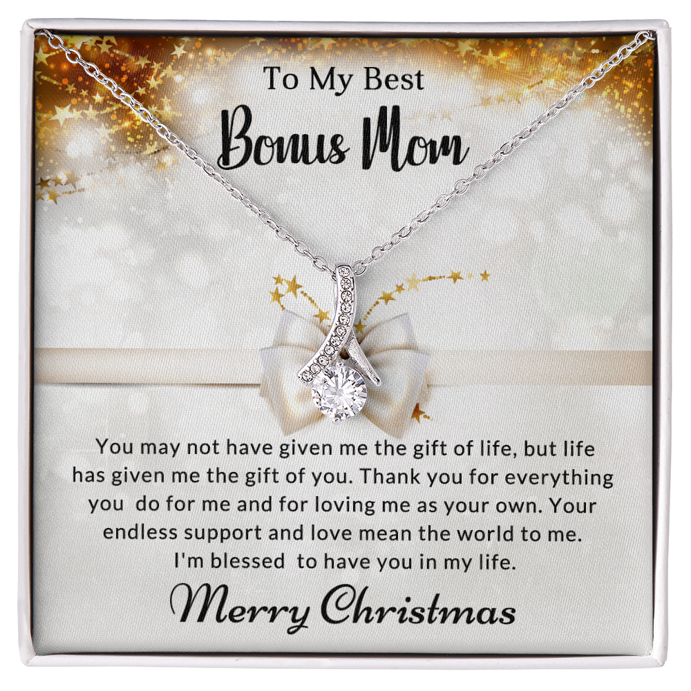 To My Best Bonus Mom - World - Christmas Gift - Alluring Beauty Necklace