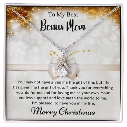 To My Best Bonus Mom - World - Christmas Gift - Alluring Beauty Necklace