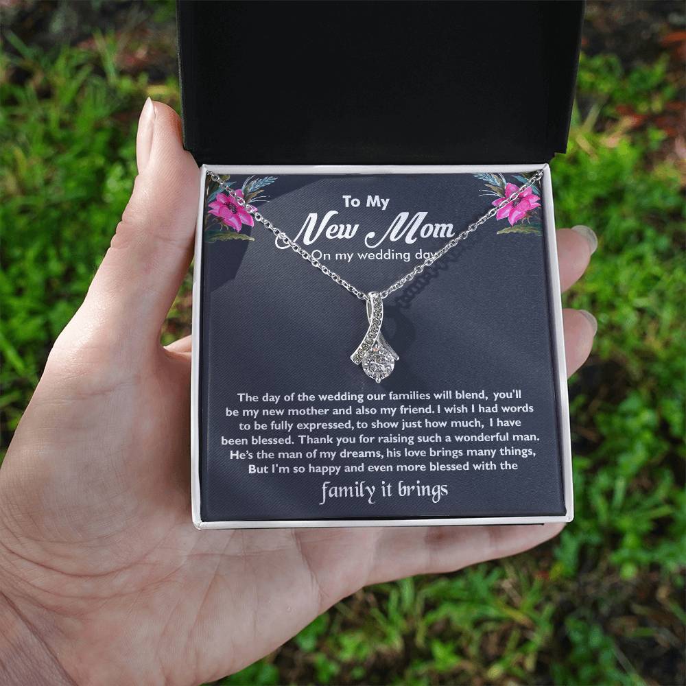 To My New Mom on My Wedding Day Gift, Best Gift for New Mom, Alluring Beauty Necklace Gift for New Mom