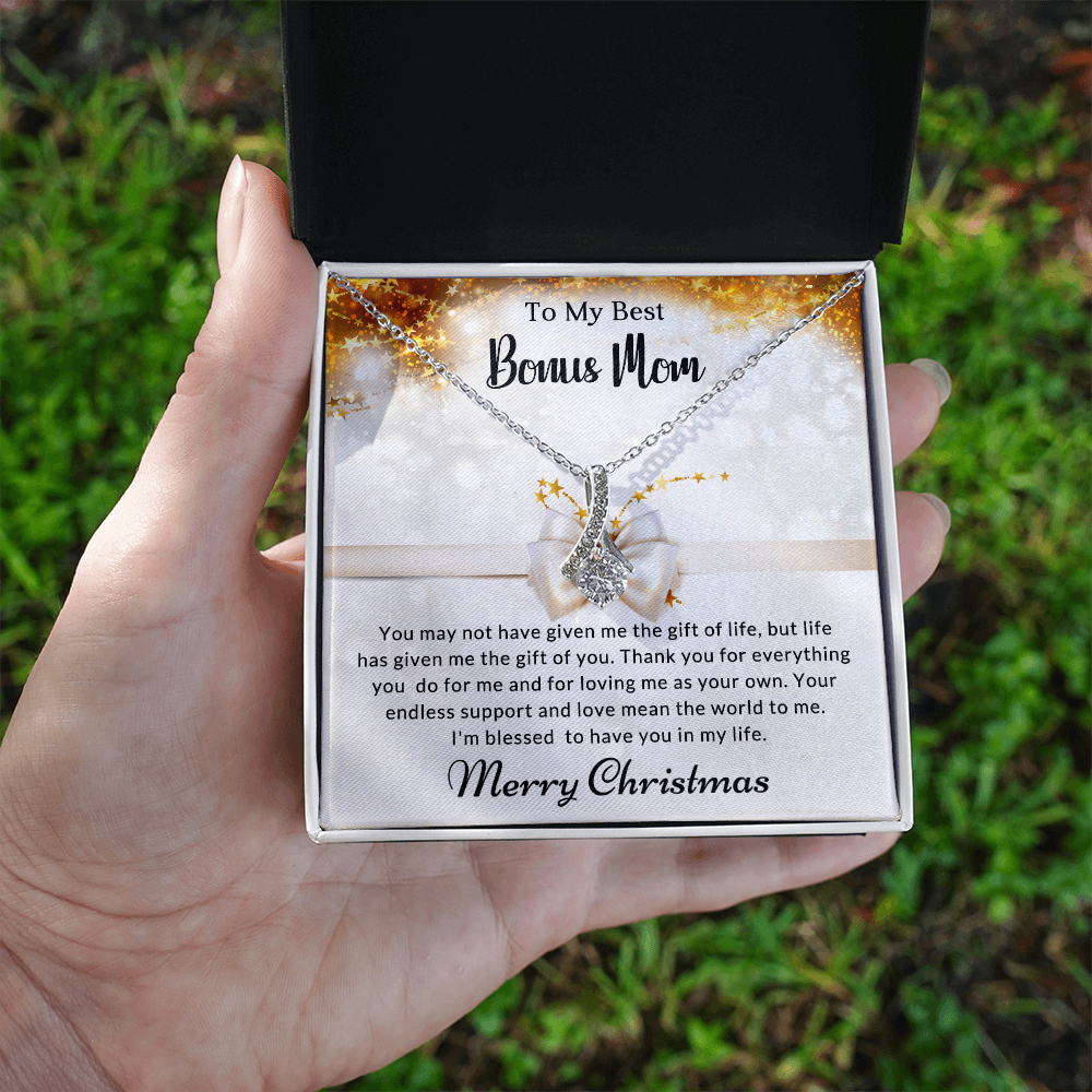 To My Best Bonus Mom - World - Christmas Gift - Alluring Beauty Necklace
