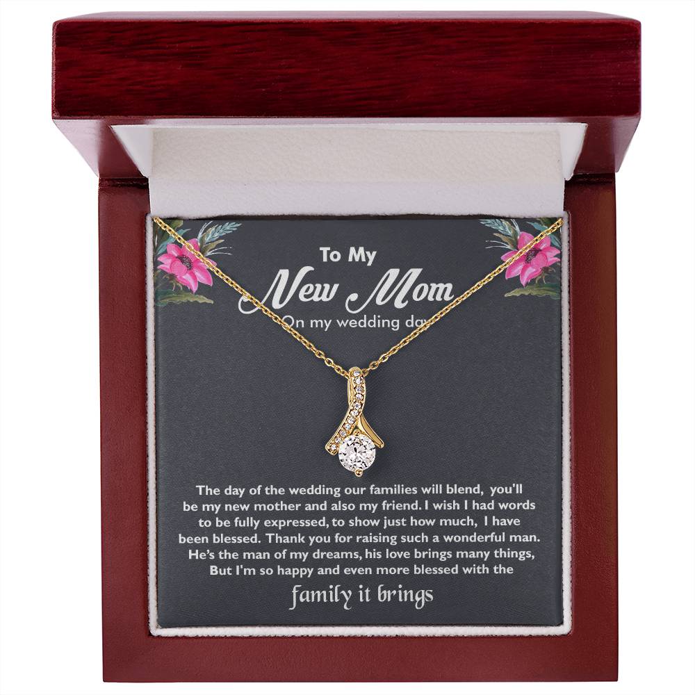 To My New Mom on My Wedding Day Gift, Best Gift for New Mom, Alluring Beauty Necklace Gift for New Mom