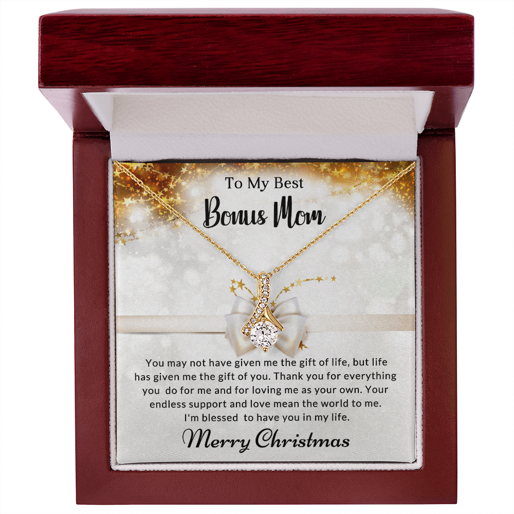 To My Best Bonus Mom - World - Christmas Gift - Alluring Beauty Necklace