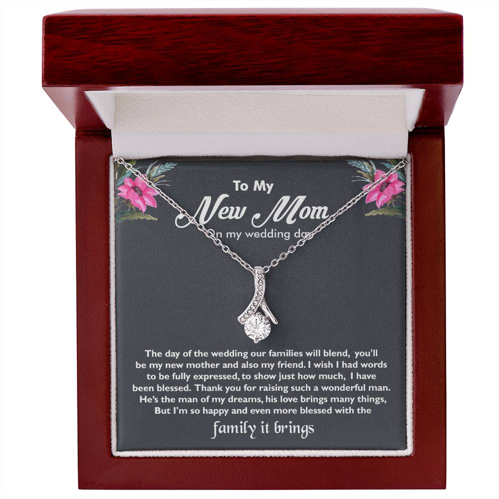 To My New Mom on My Wedding Day Gift, Best Gift for New Mom, Alluring Beauty Necklace Gift for New Mom