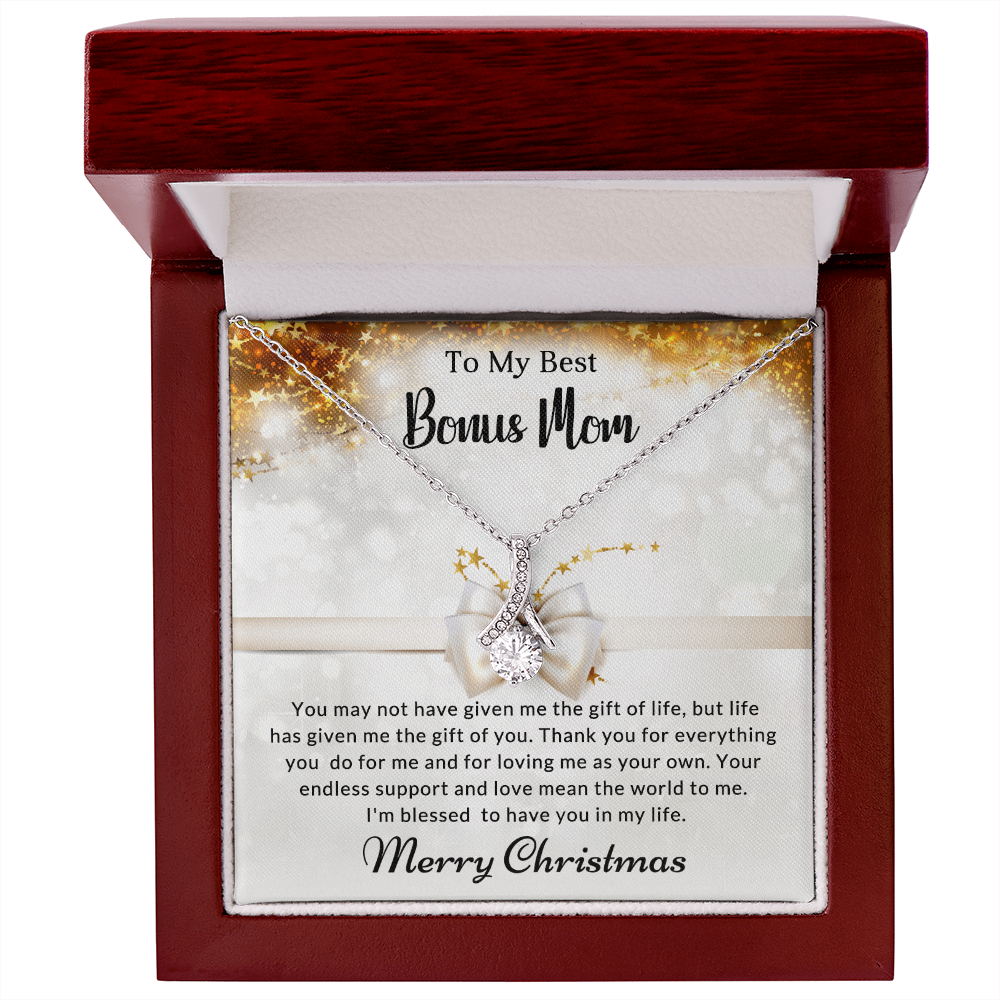 To My Best Bonus Mom - World - Christmas Gift - Alluring Beauty Necklace
