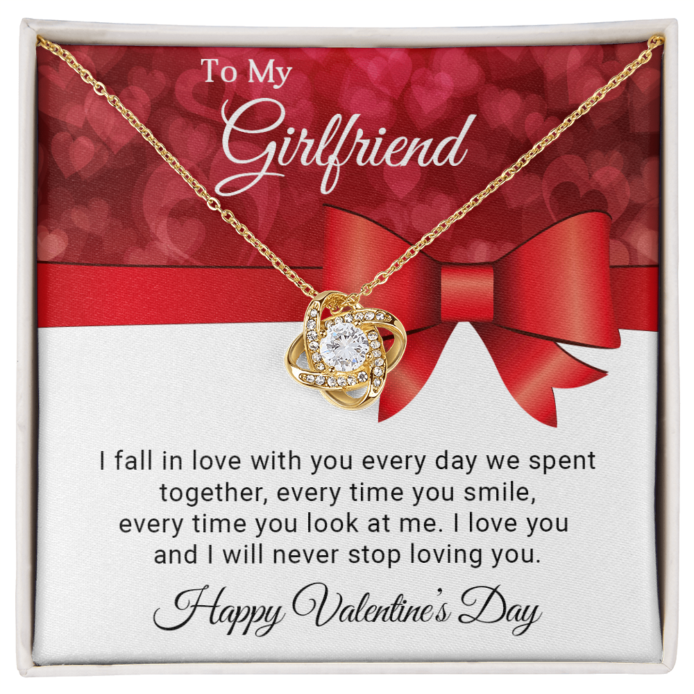 To My Girlfriend - I fall in love with you - Best Gift For Valentine - Love Knot Necklace
