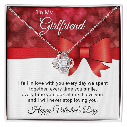 To My Girlfriend - I fall in love with you - Best Gift For Valentine - Love Knot Necklace