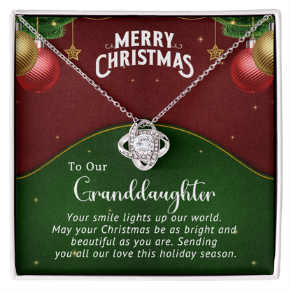 To Our Granddaughter - Smile - Christmas Gift - Love Knot Necklace