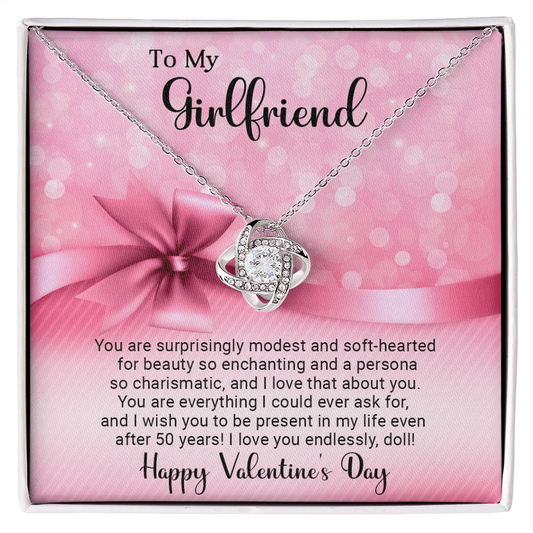 To My Girlfriend - Best Gift For Valentine - Love Knot Necklace