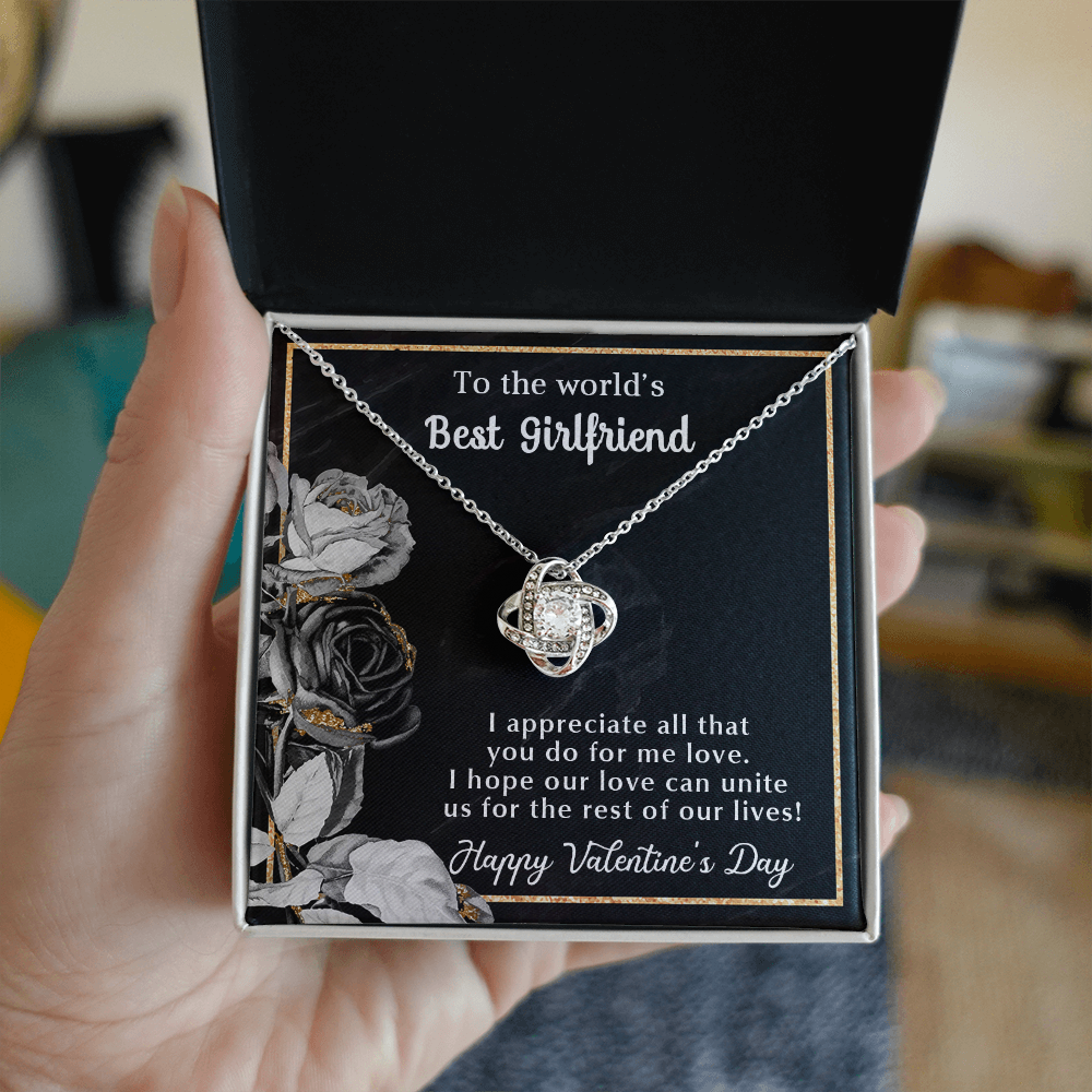 To the world's best girlfriend - Best Gift For Valentine - Love Knot Necklace