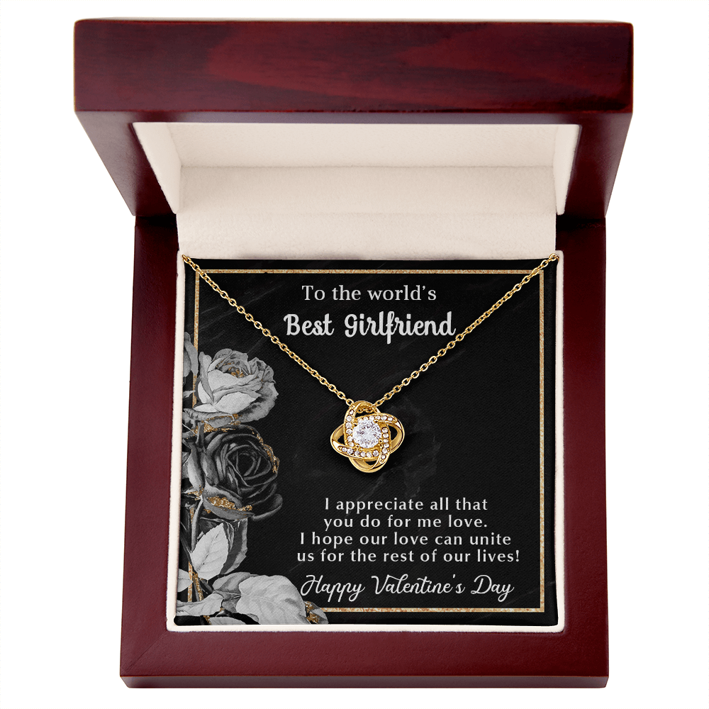 To the world's best girlfriend - Best Gift For Valentine - Love Knot Necklace
