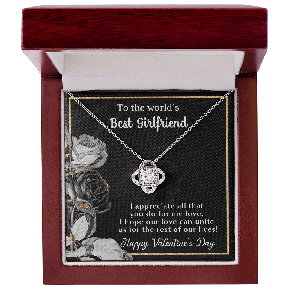 To the world's best girlfriend - Best Gift For Valentine - Love Knot Necklace