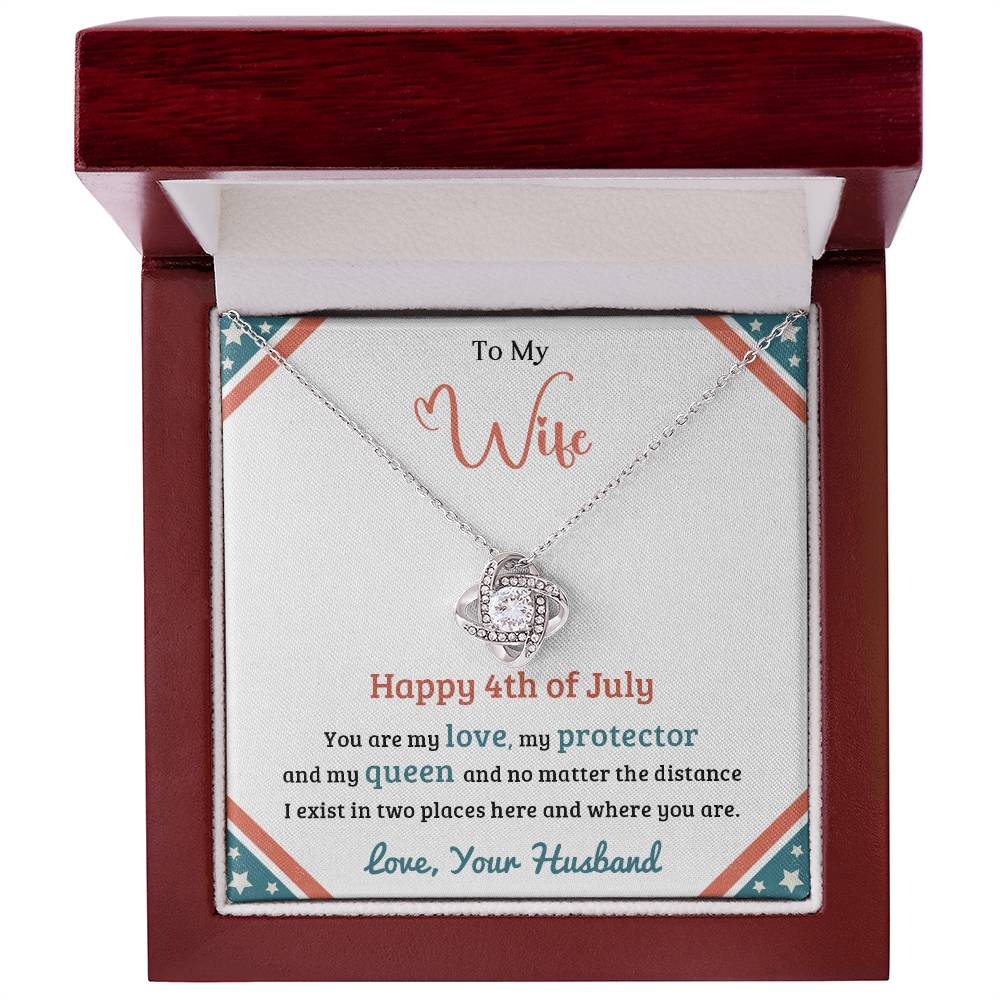 4th of July - Gift for Wife - Gifts from Husband - Love Knot Necklace - USA Independence Day