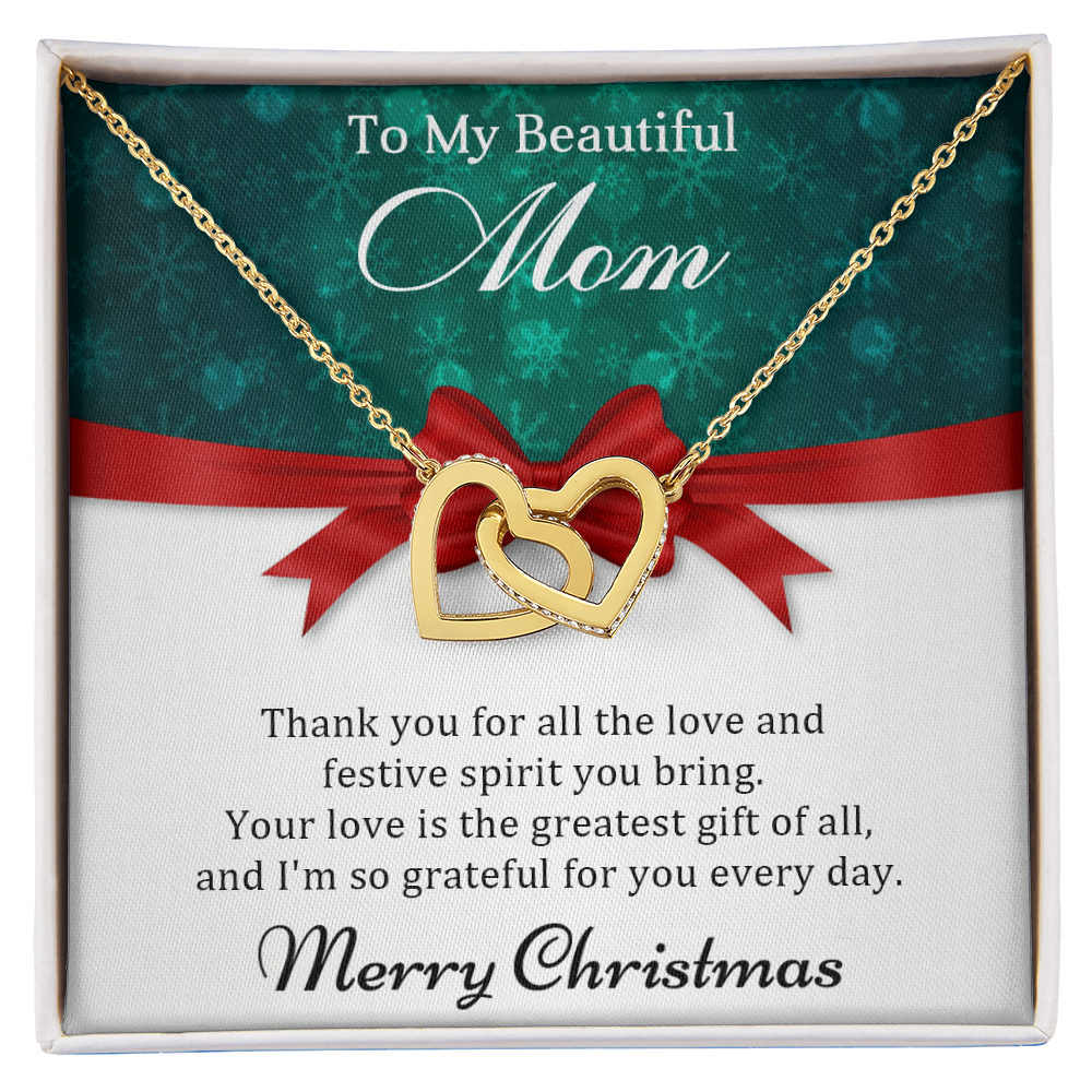 Mom - Your love is the greatest - Christmas Gift - Interlocking Hearts Necklace