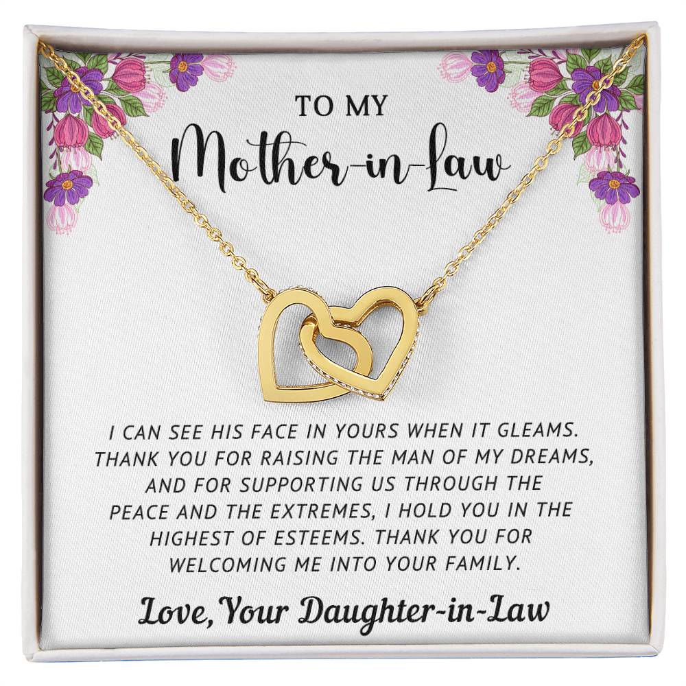 TO MY MOTHER-IN-LAW - MOTHER'S DAY BEST GIFT - INTERLOCKING HEARTS NECKLACE