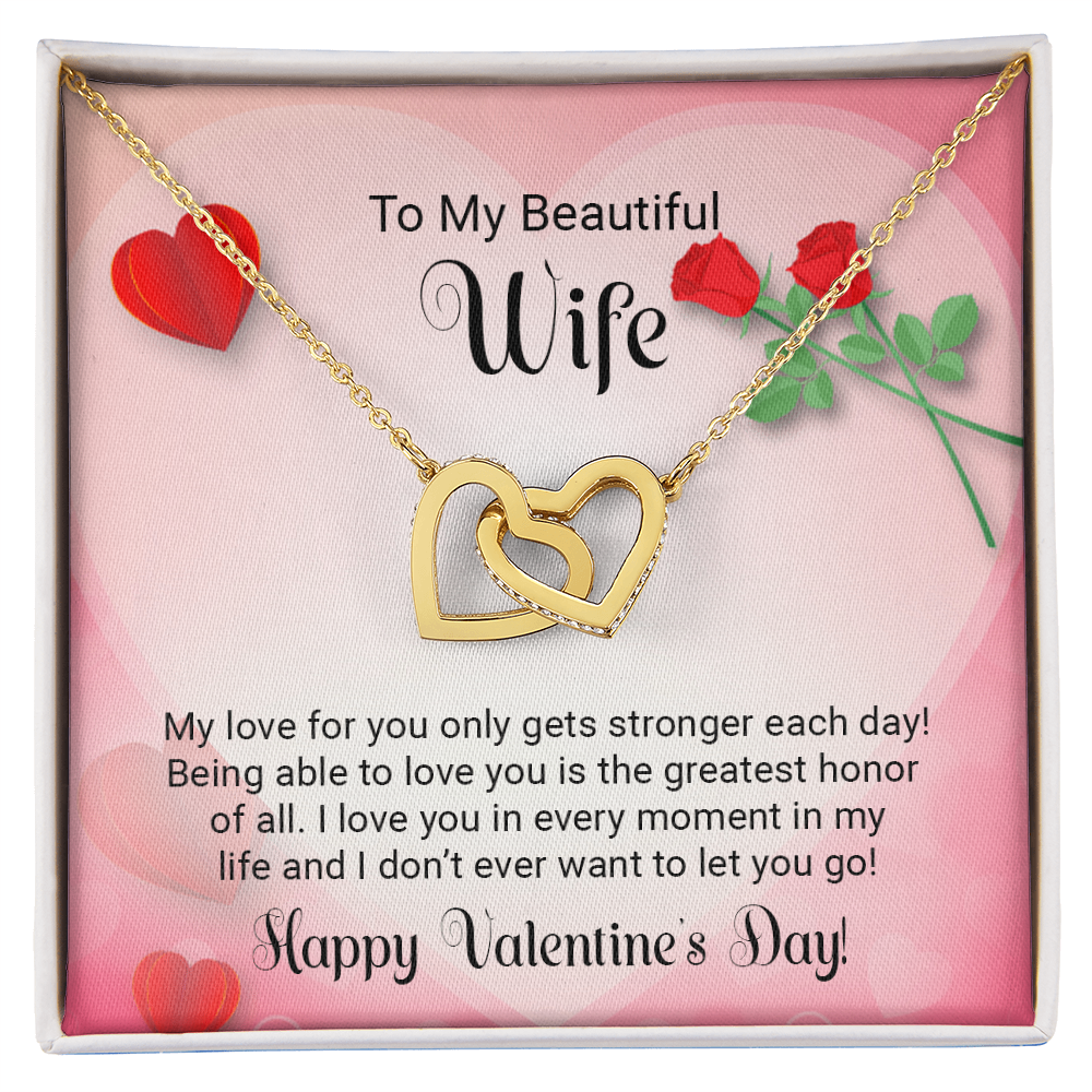 To My Beautiful Wife - I love you in every moment in my life - Best Gift For Valentine - Interlocking Hearts Necklace