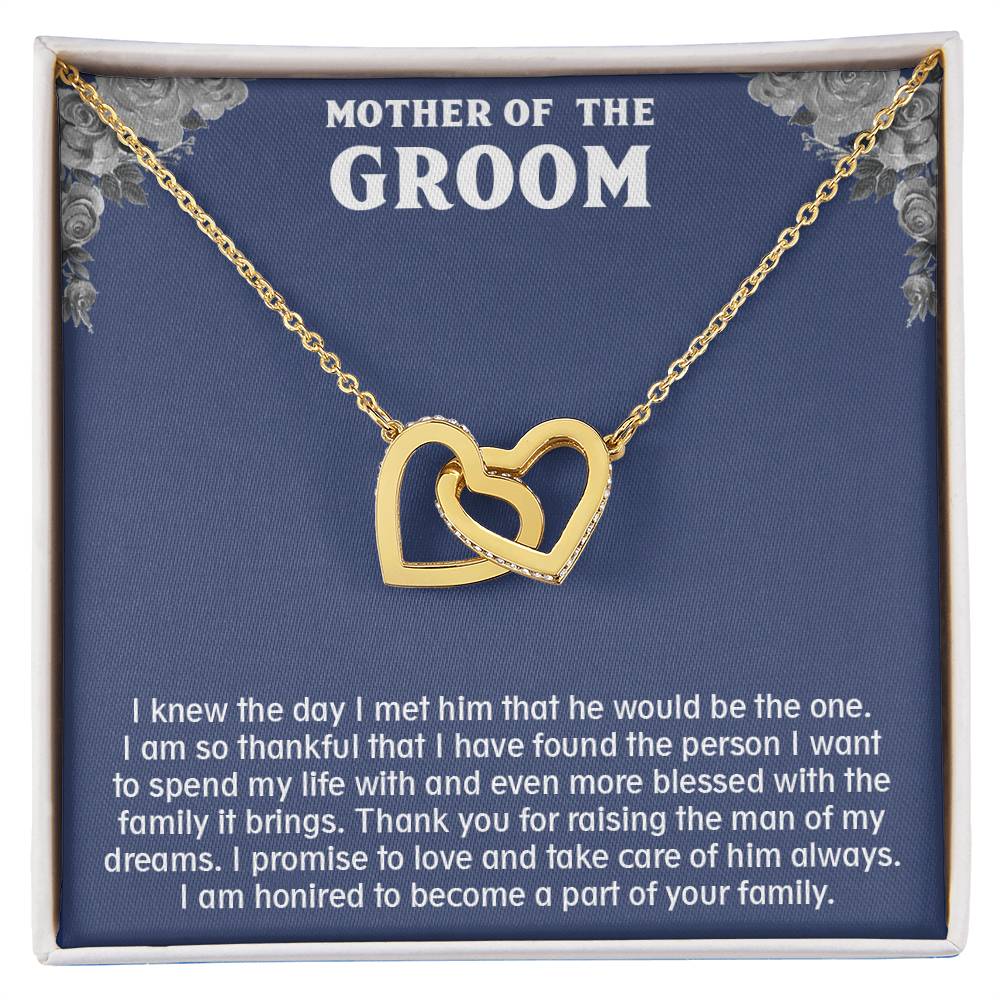 Amazing Gift for Mother of the Groom, Interlocking Hearts necklace for New Mom