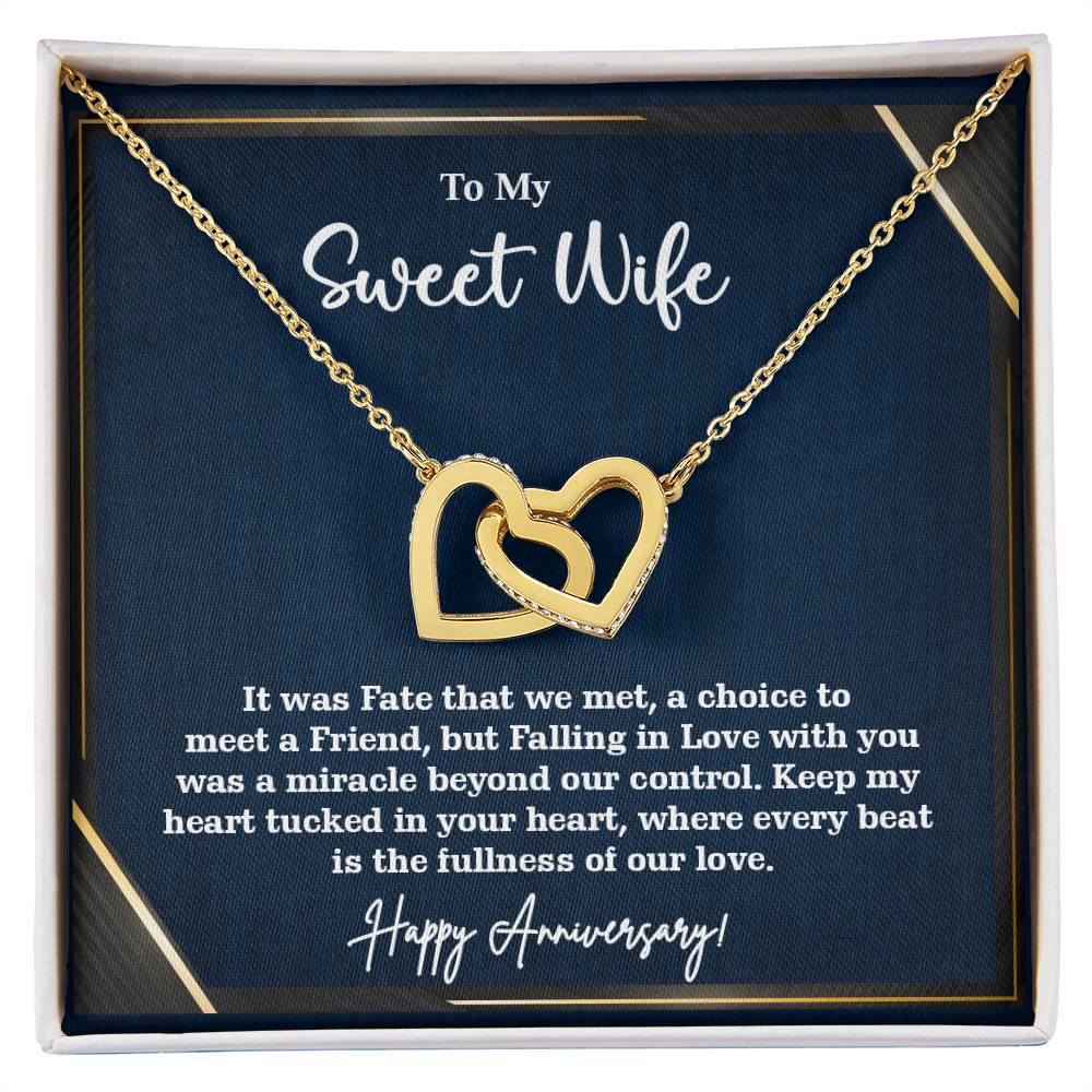 Awesome Gift for Sweet Wife, Interlocking Hearts Necklace Gift For Sweet Wife