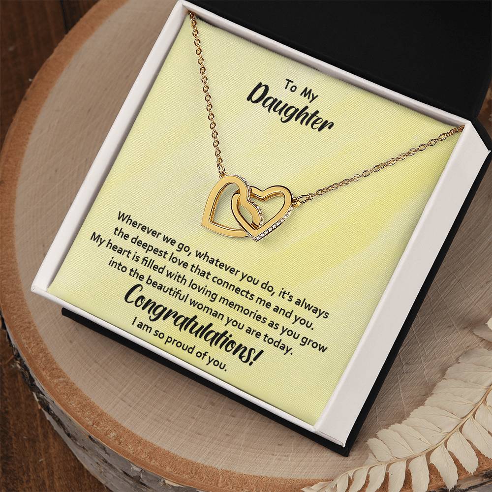 Excellent Gift for Daughter, amazing Daughter Gift, Interlocking Hearts Necklace