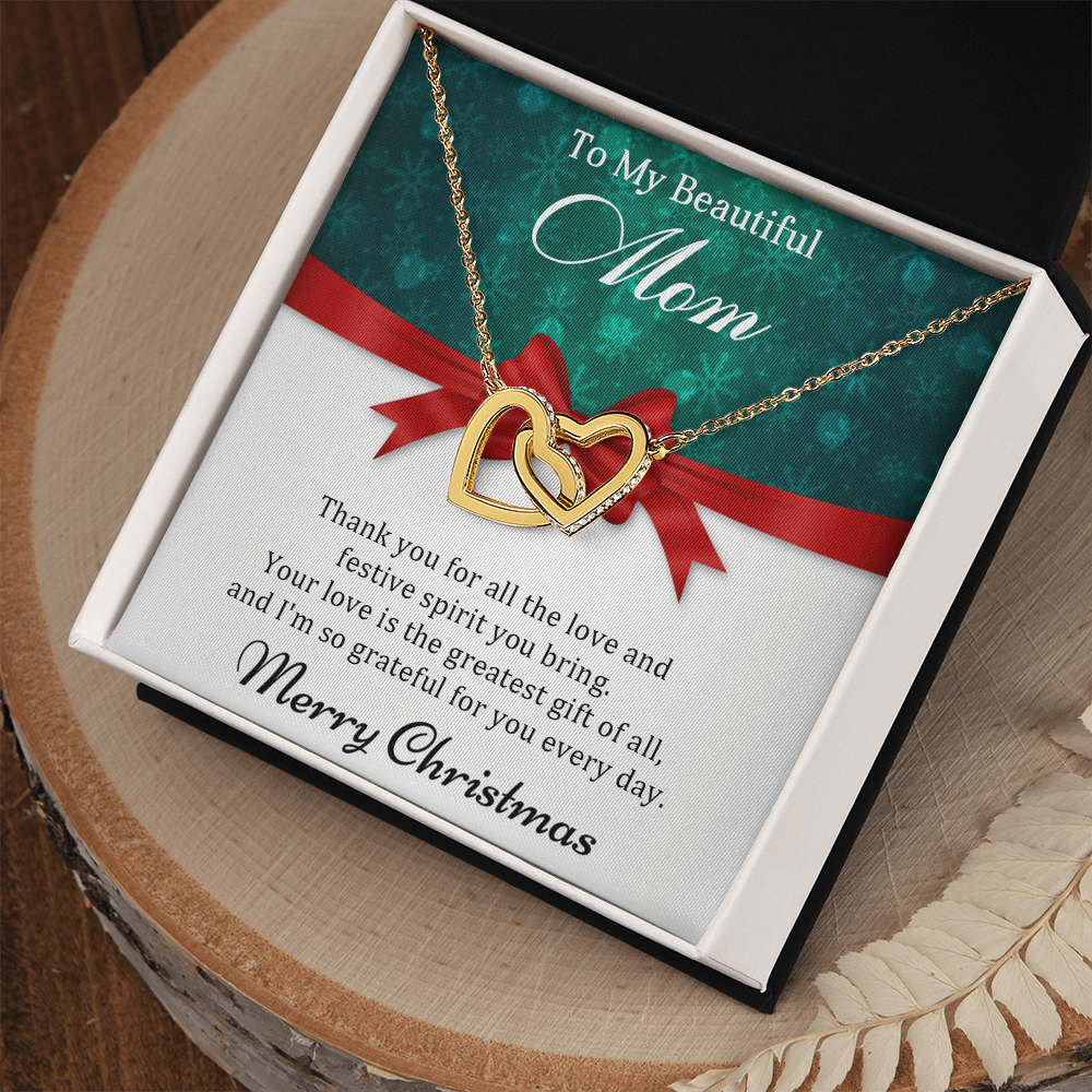 Mom - Your love is the greatest - Christmas Gift - Interlocking Hearts Necklace