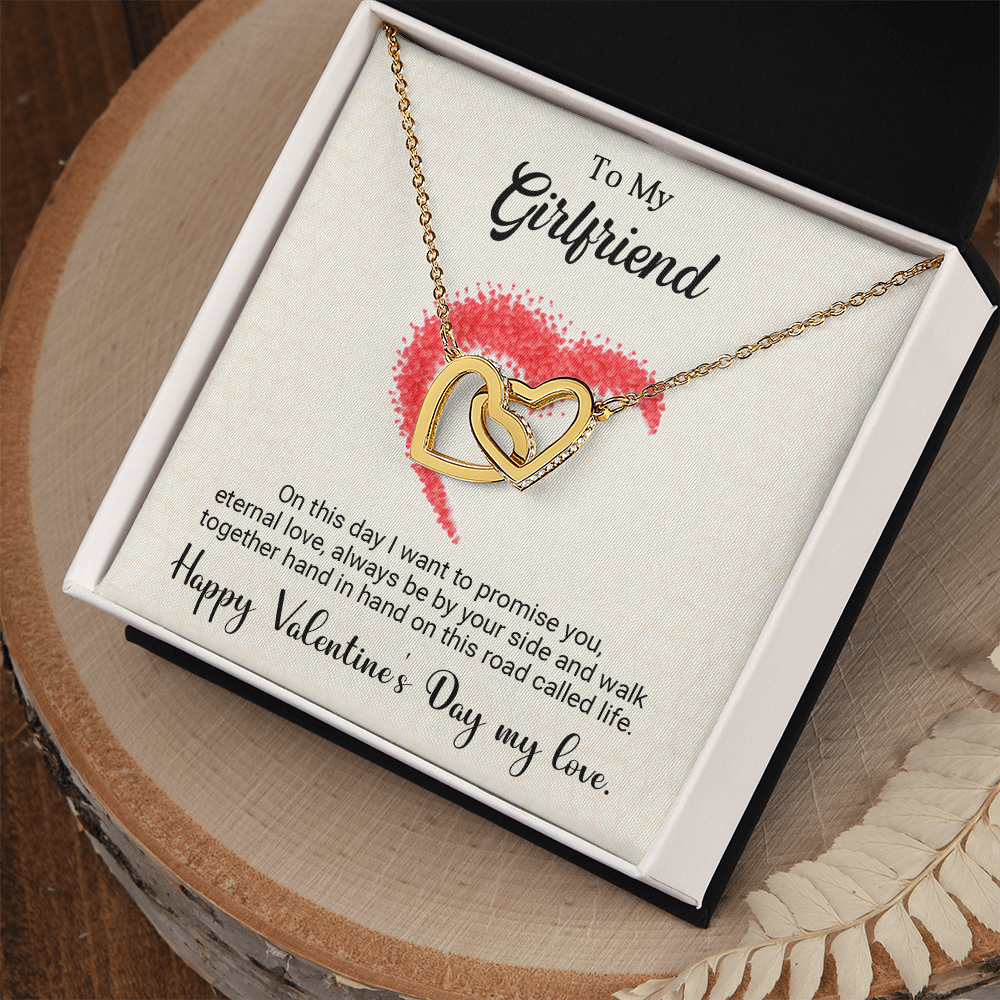 To My Girlfriend - Best Gift For Valentine - Interlocking Hearts Necklace