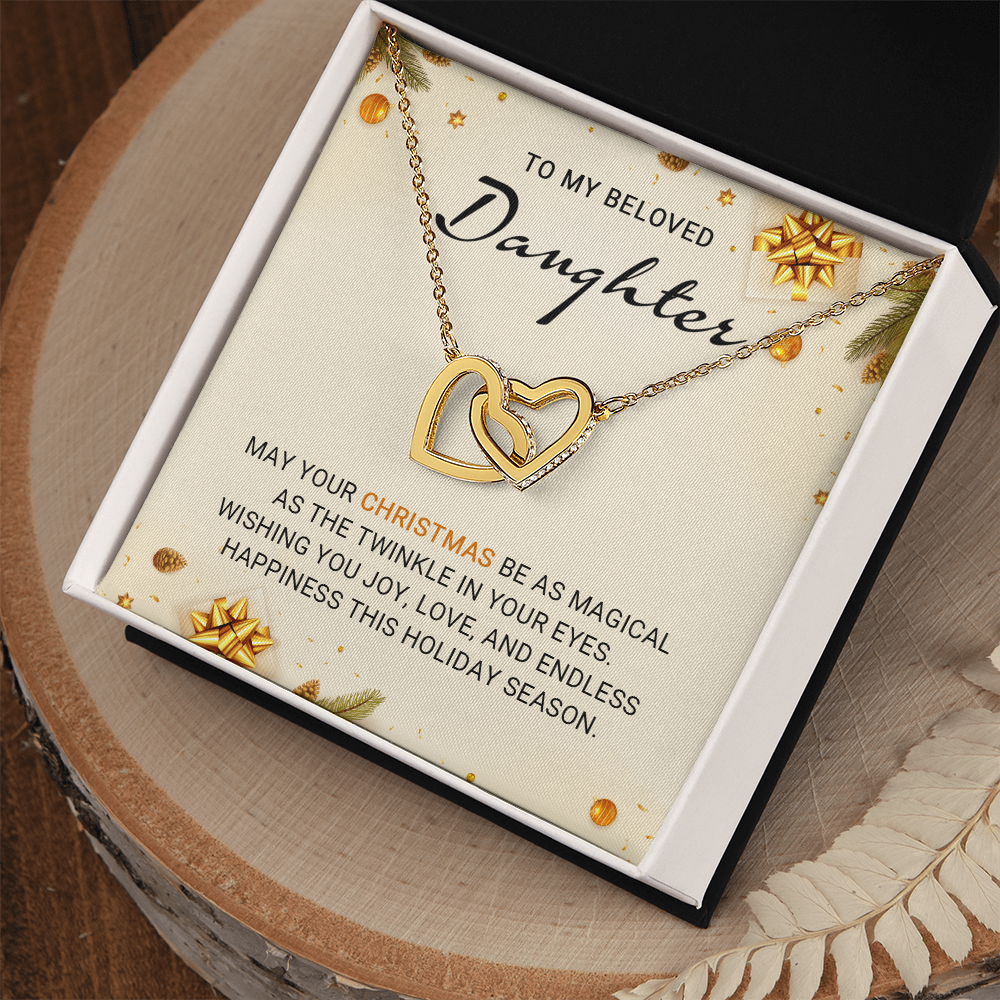 To My Beloved Daughter - Endless Happiness - Interlocking Hearts Necklace