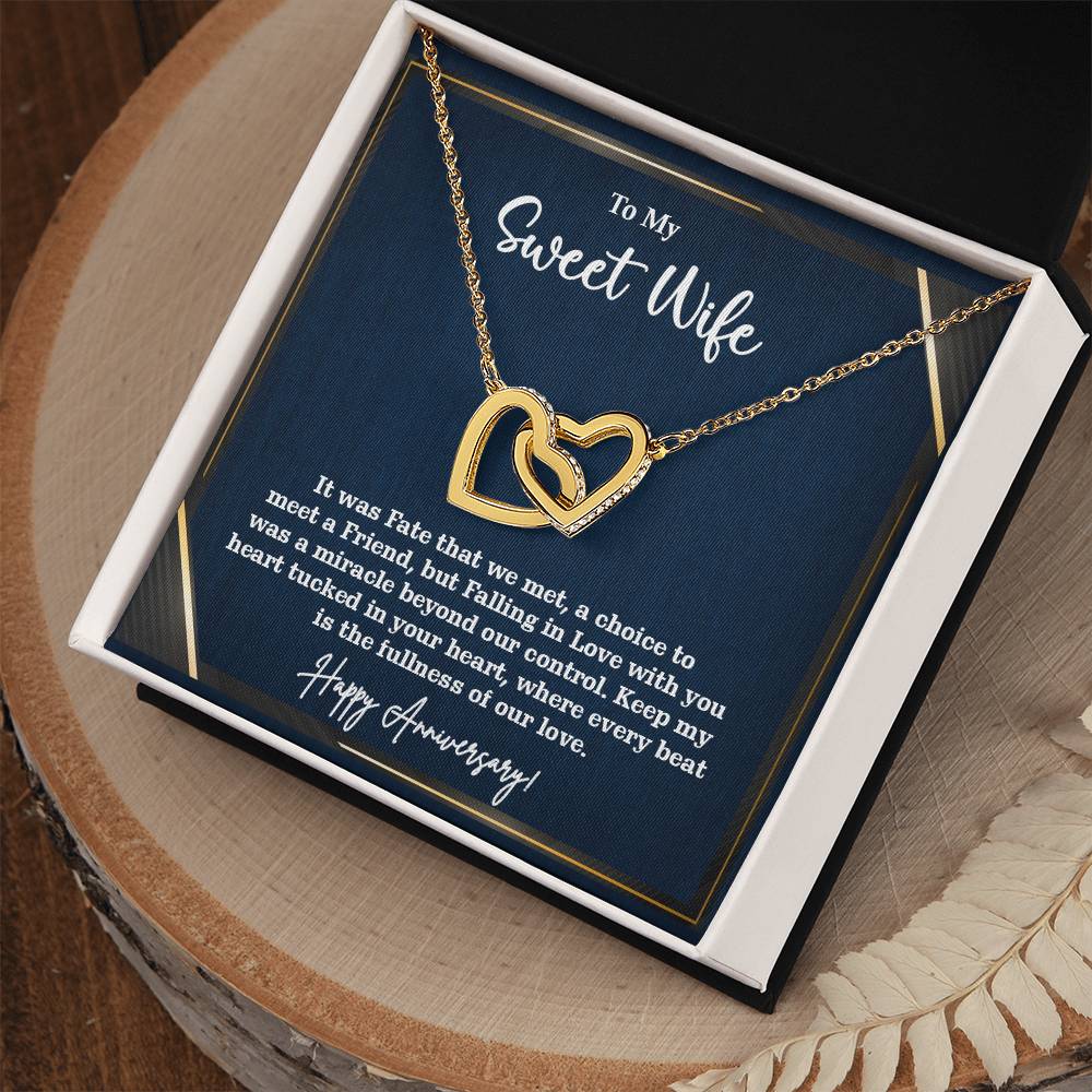 Awesome Gift for Sweet Wife, Interlocking Hearts Necklace Gift For Sweet Wife