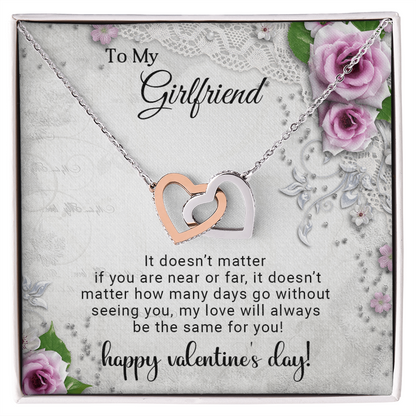 To My Girlfriend - Best Gift For Valentine - Interlocking Hearts Necklace