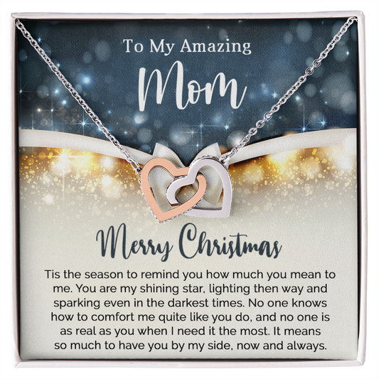 To My Amazing Mom - Christmas Gift - Interlocking Hearts Necklace