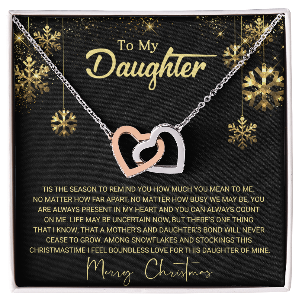 To My Daughter - Christmas Gift - Interlocking Hearts Necklace