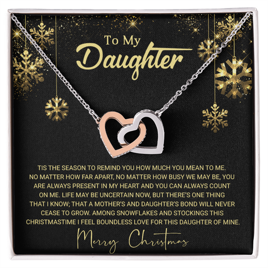 To My Daughter - Christmas Gift - Interlocking Hearts Necklace