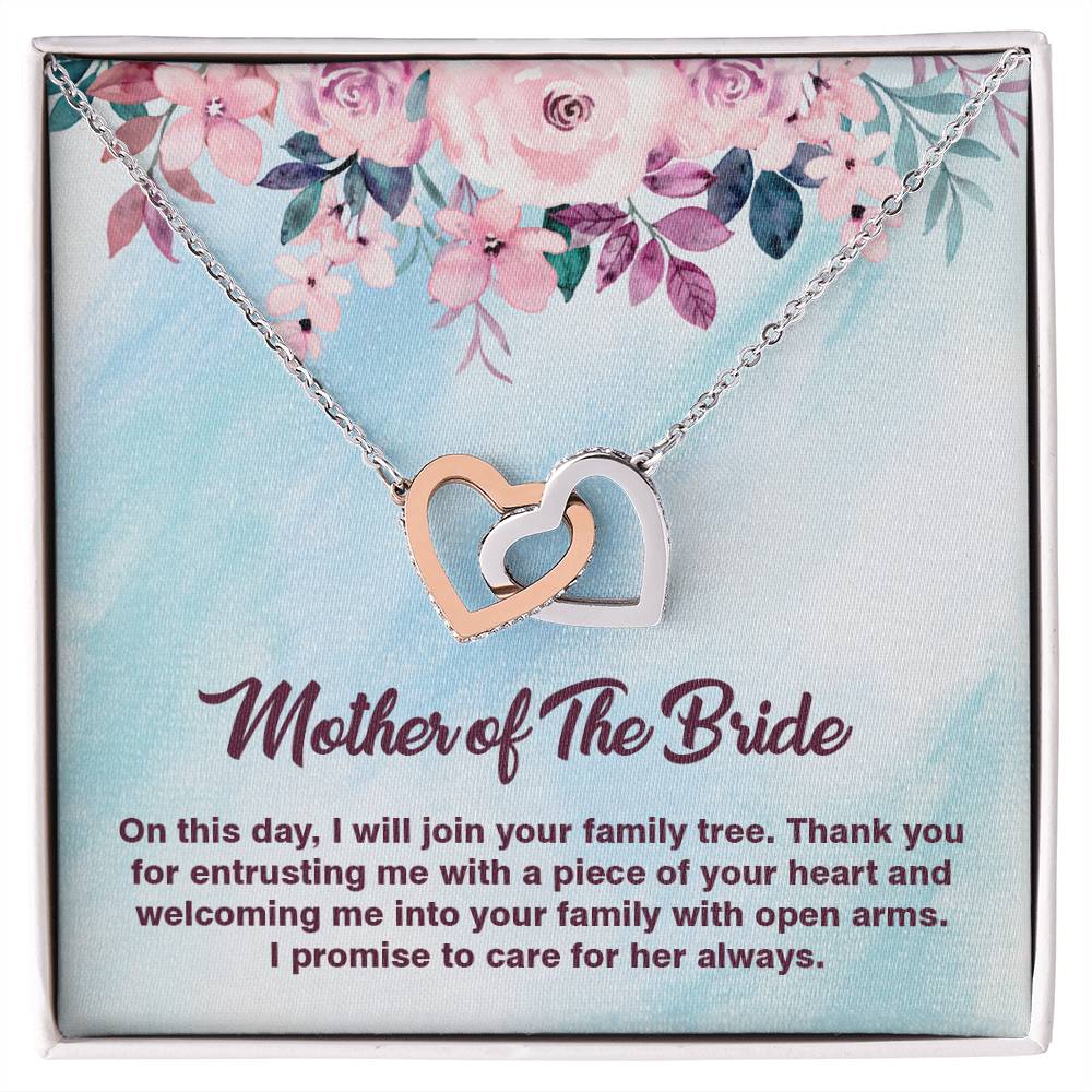 Amazing Gift for Mother of the bride, Interlocking Hearts Necklace