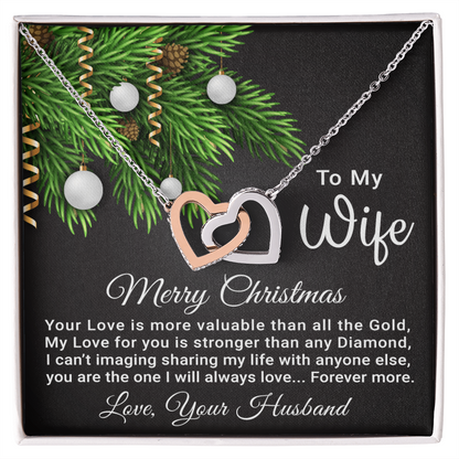 To My Wife - Christmas Gift - Interlocking Hearts Necklace