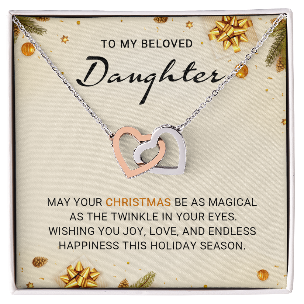 To My Beloved Daughter - Endless Happiness - Interlocking Hearts Necklace
