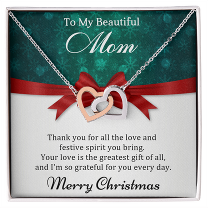 Mom - Your love is the greatest - Christmas Gift - Interlocking Hearts Necklace