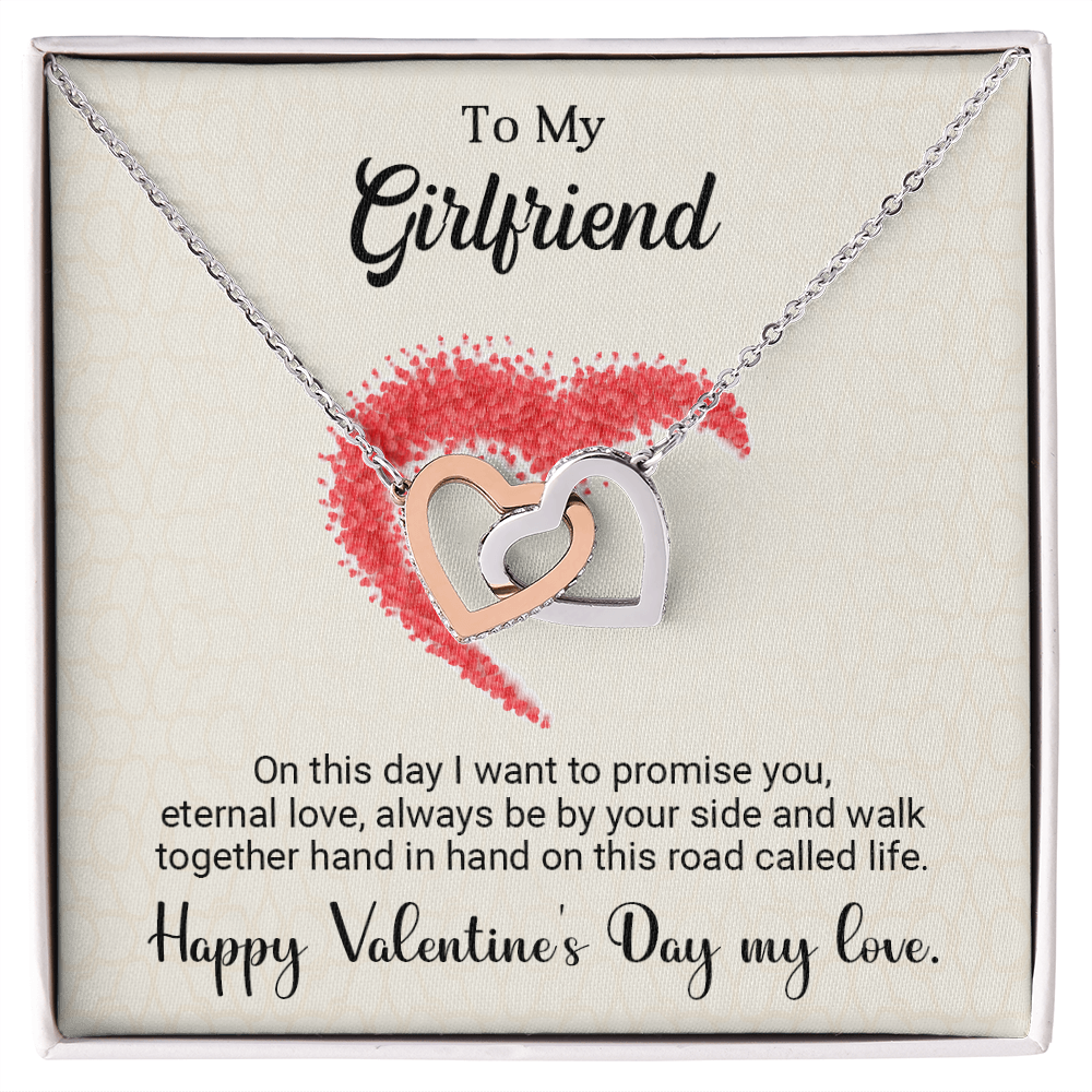 To My Girlfriend - Best Gift For Valentine - Interlocking Hearts Necklace