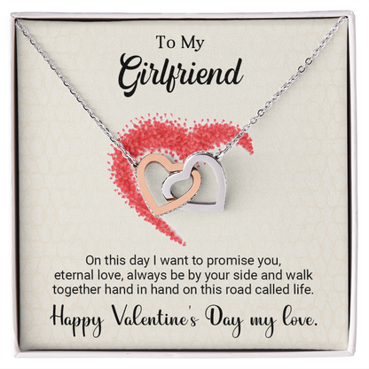 To My Girlfriend - Best Gift For Valentine - Interlocking Hearts Necklace