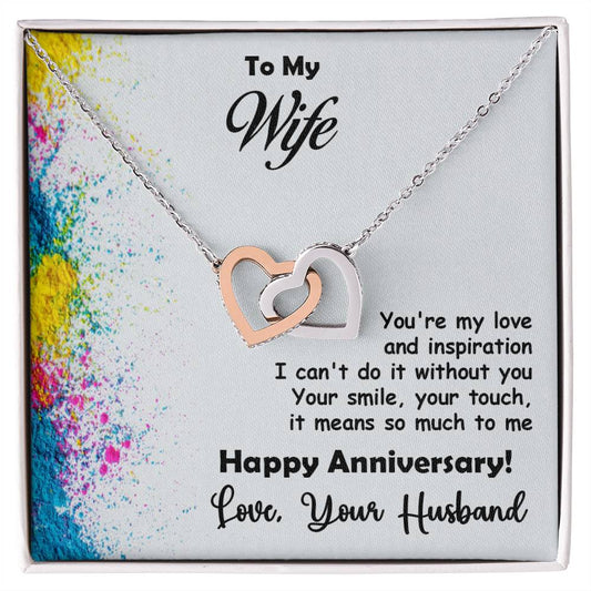 Beautiful Anniversary Gift for wife, Best Gift Fir Wife, Birthday Gift, Interlocking Hearts Necklace