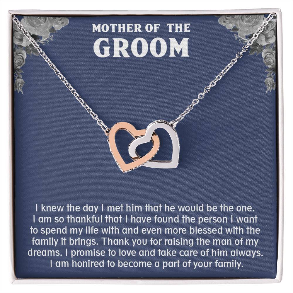 Amazing Gift for Mother of the Groom, Interlocking Hearts necklace for New Mom