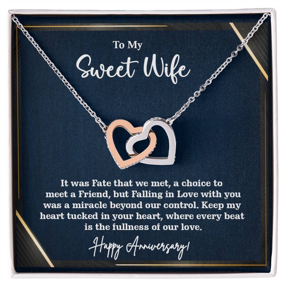 Awesome Gift for Sweet Wife, Interlocking Hearts Necklace Gift For Sweet Wife