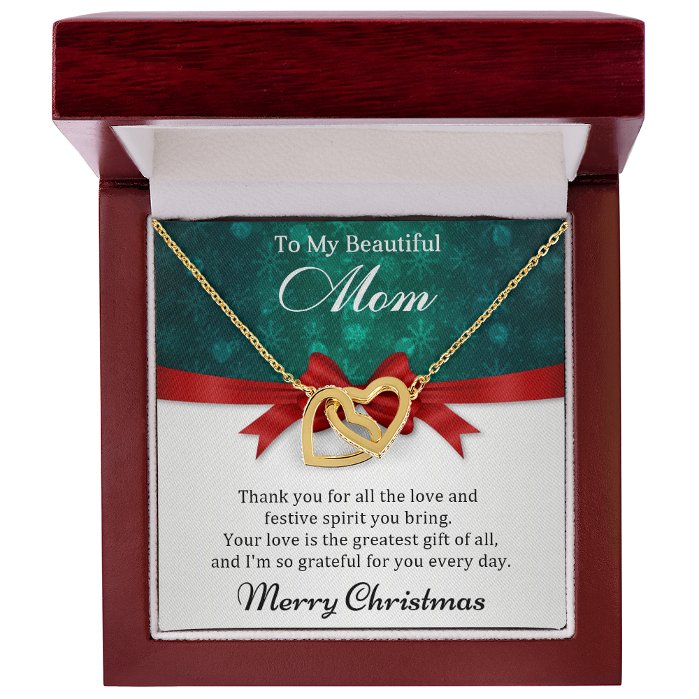 Mom - Your love is the greatest - Christmas Gift - Interlocking Hearts Necklace