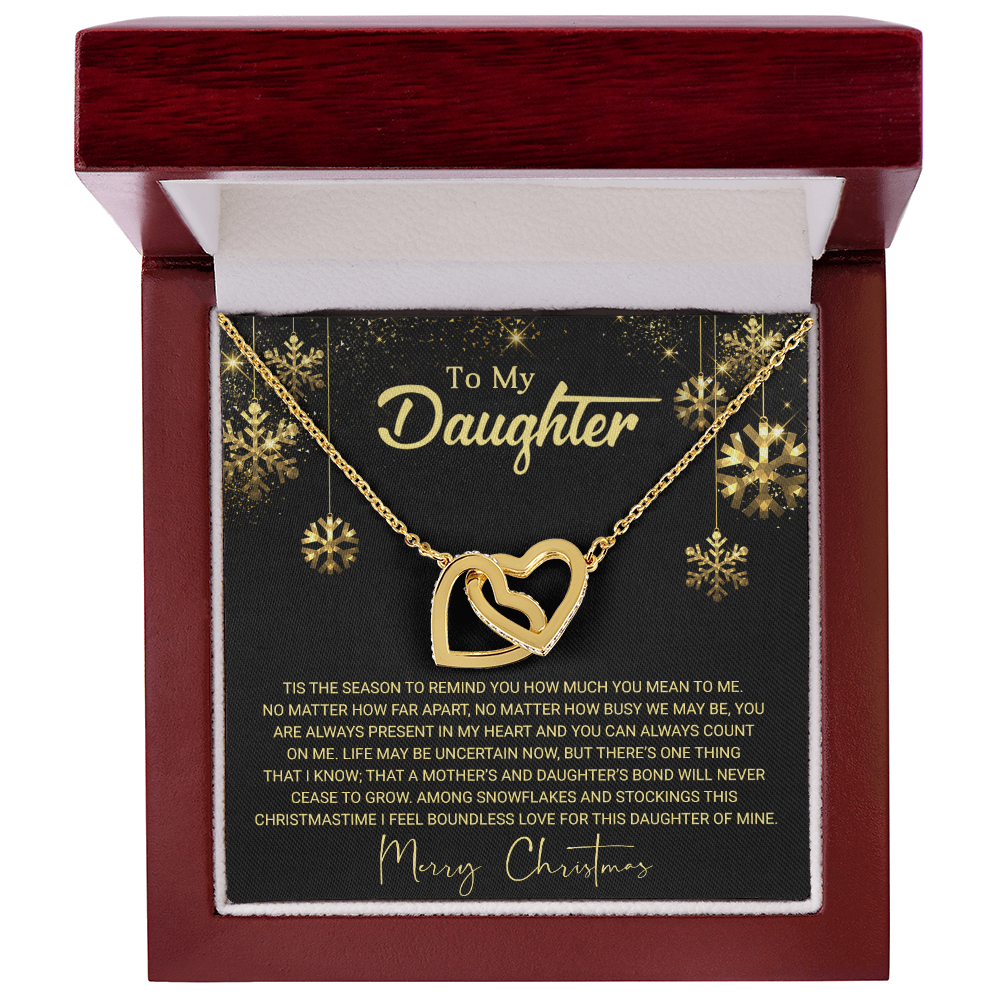 To My Daughter - Christmas Gift - Interlocking Hearts Necklace
