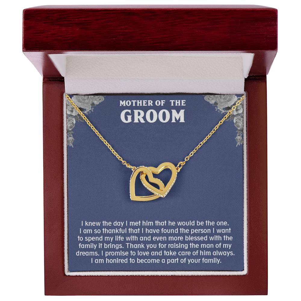 Amazing Gift for Mother of the Groom, Interlocking Hearts necklace for New Mom