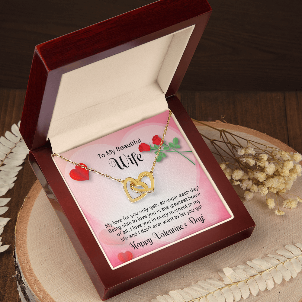 To My Beautiful Wife - I love you in every moment in my life - Best Gift For Valentine - Interlocking Hearts Necklace