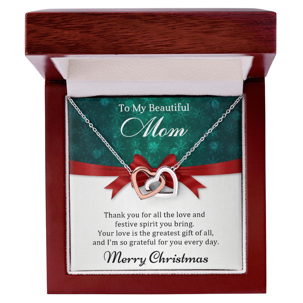 Mom - Your love is the greatest - Christmas Gift - Interlocking Hearts Necklace